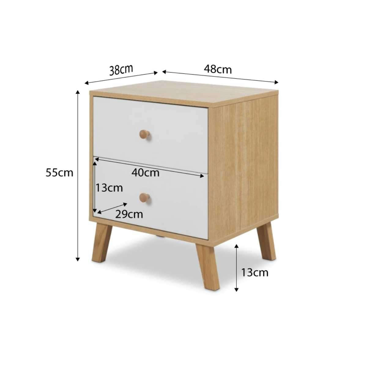 Aspen Bedside Table - White/Natural - Mocka Australia