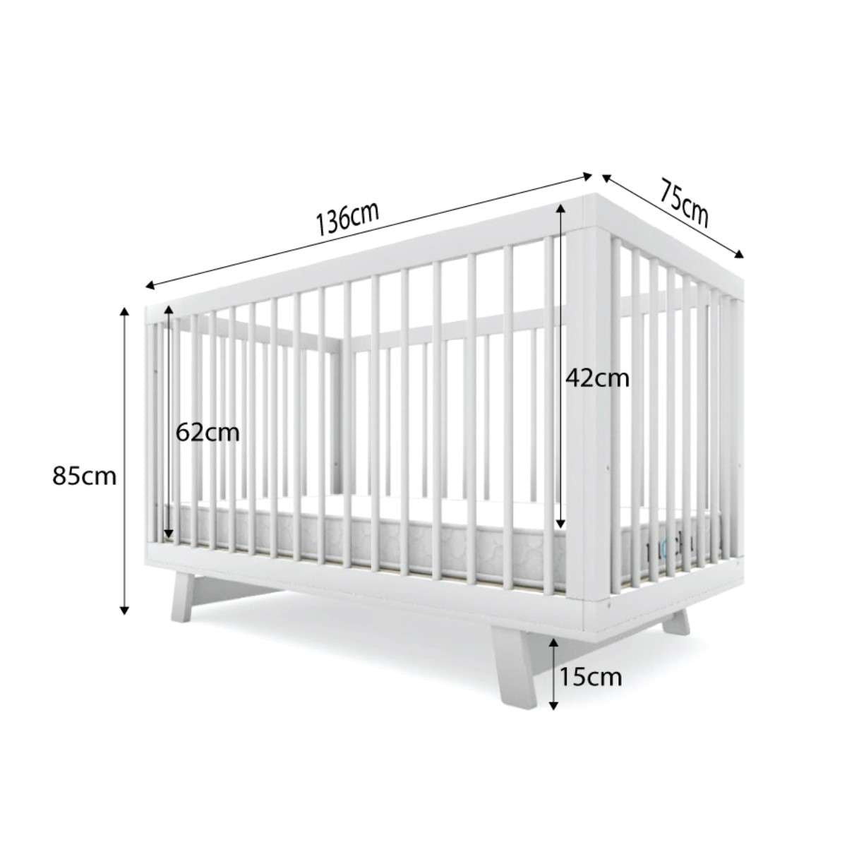 Aspen White 3-in-1 Cot Conversion Bundle