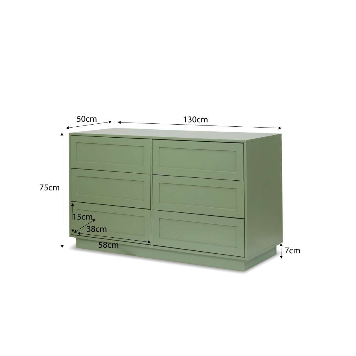 Eros Six Drawer - Sage Green