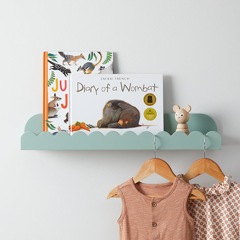 Sarah Scalloped Wall Shelf - Sage Green