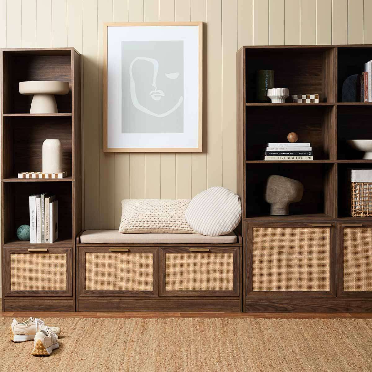 Noosa Rattan Storage Bench Seat - Walnut