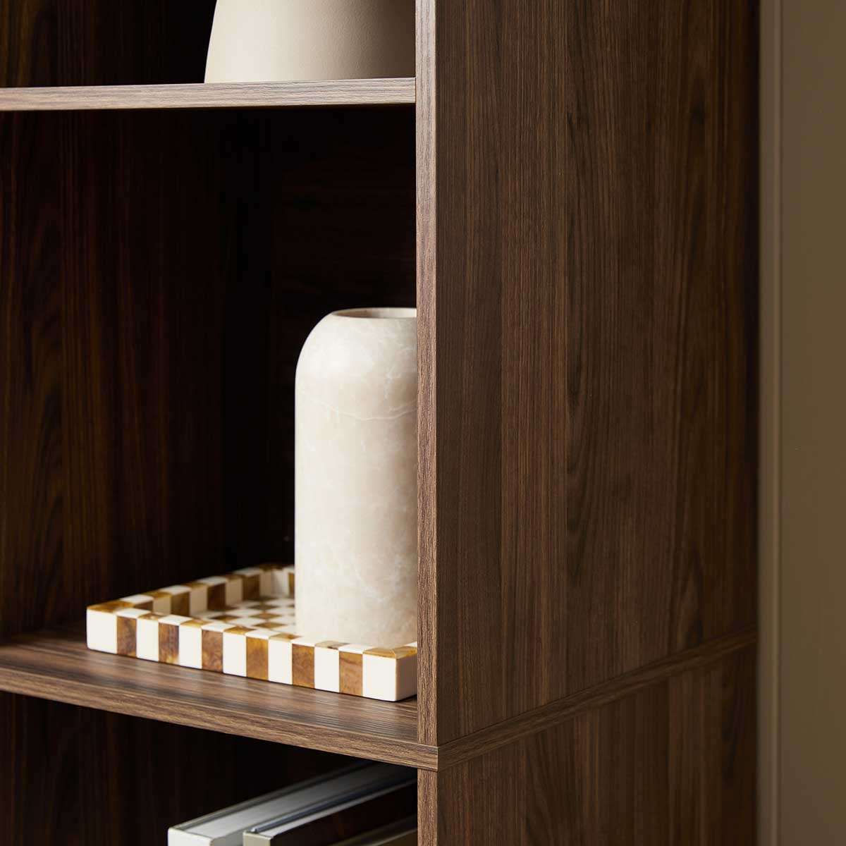 Noosa Rattan Slim Bookcase - Walnut