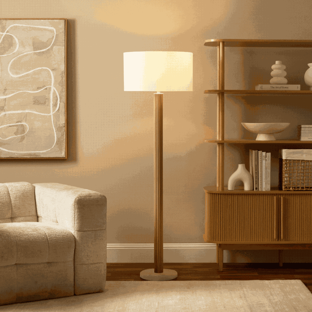 Eve White Marble Base Floor Lamp