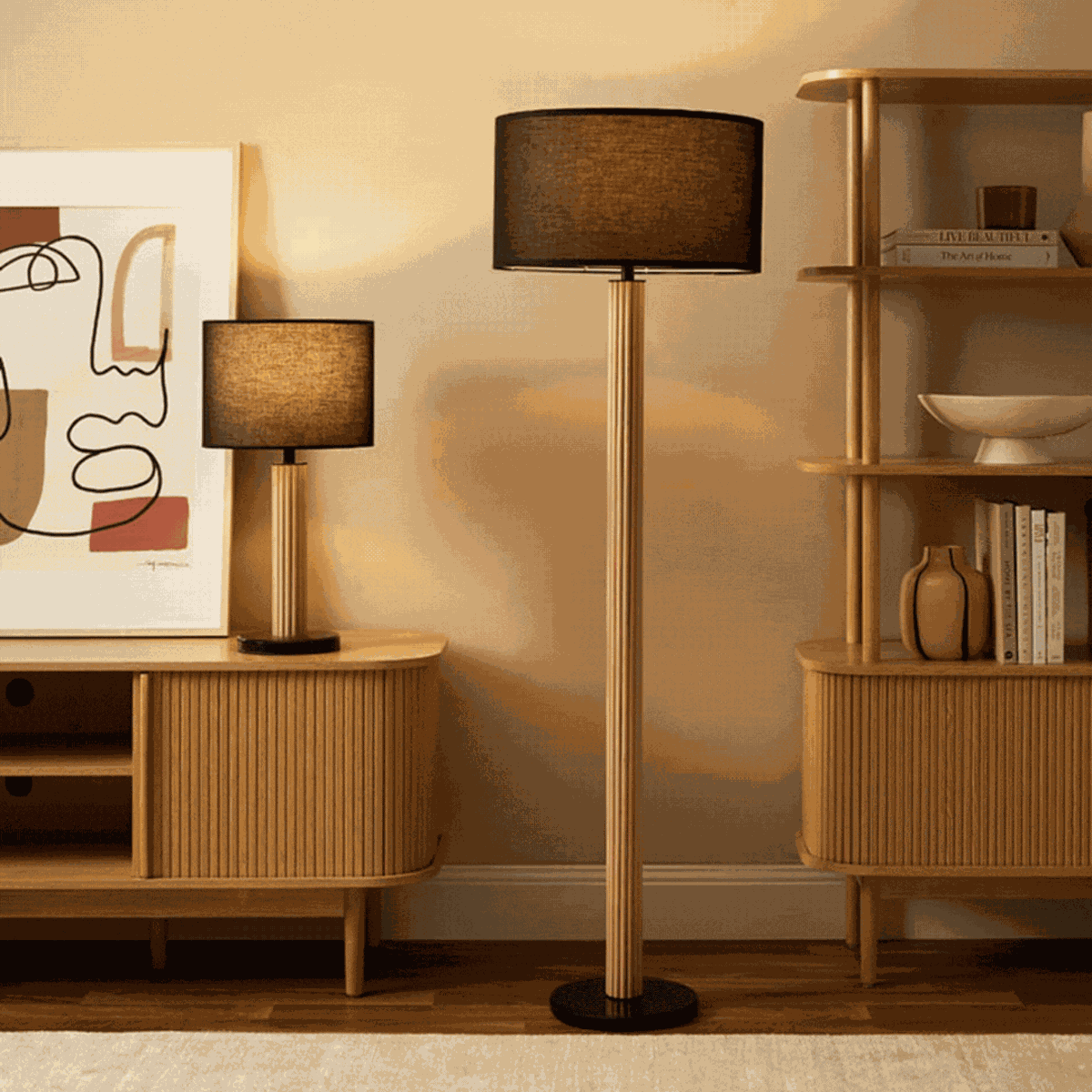 Eve Black Marble Base Floor Lamp