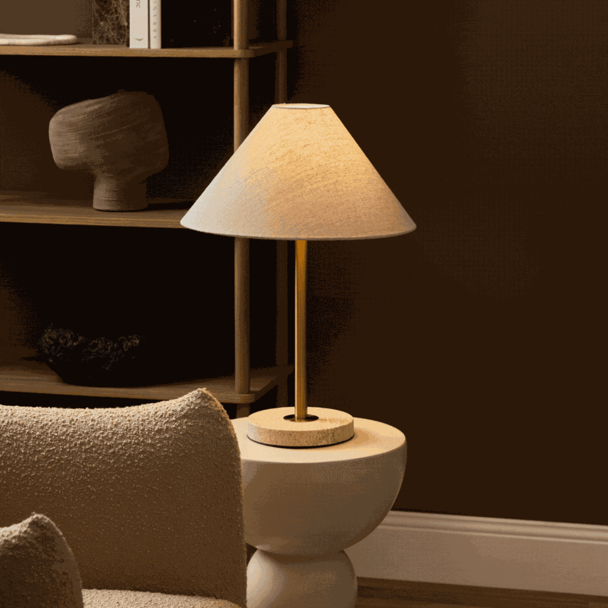 Phoebe Travertine Base Table Lamp