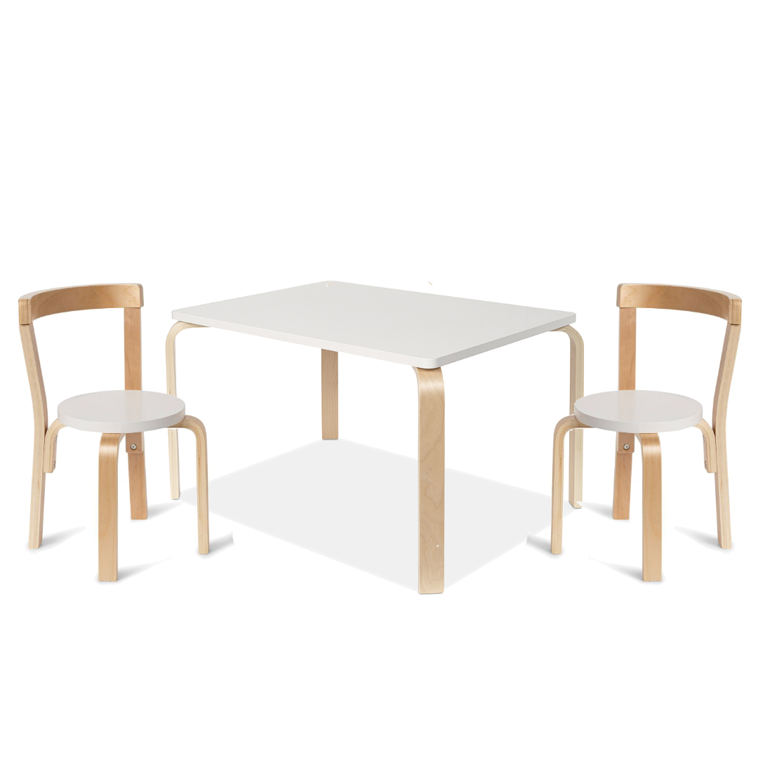 Hudson White Natural Rectangular Two Seater Chair Set Sets