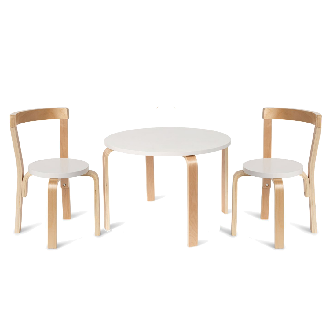 Hudson White Natural Round Two Seater Chair Set
