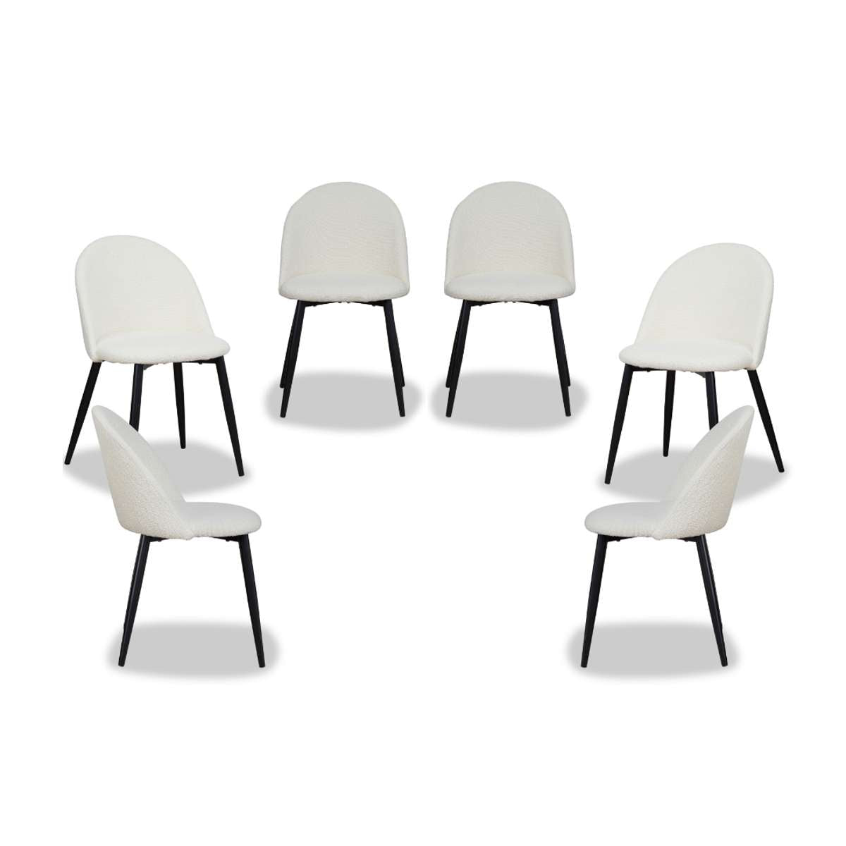 Londyn Dining Chairs - Cream Boucle Set of Six Bundle