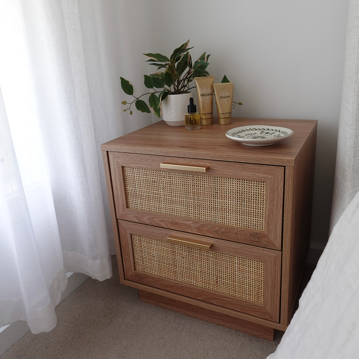 Noosa Rattan Bedside Table - Natural