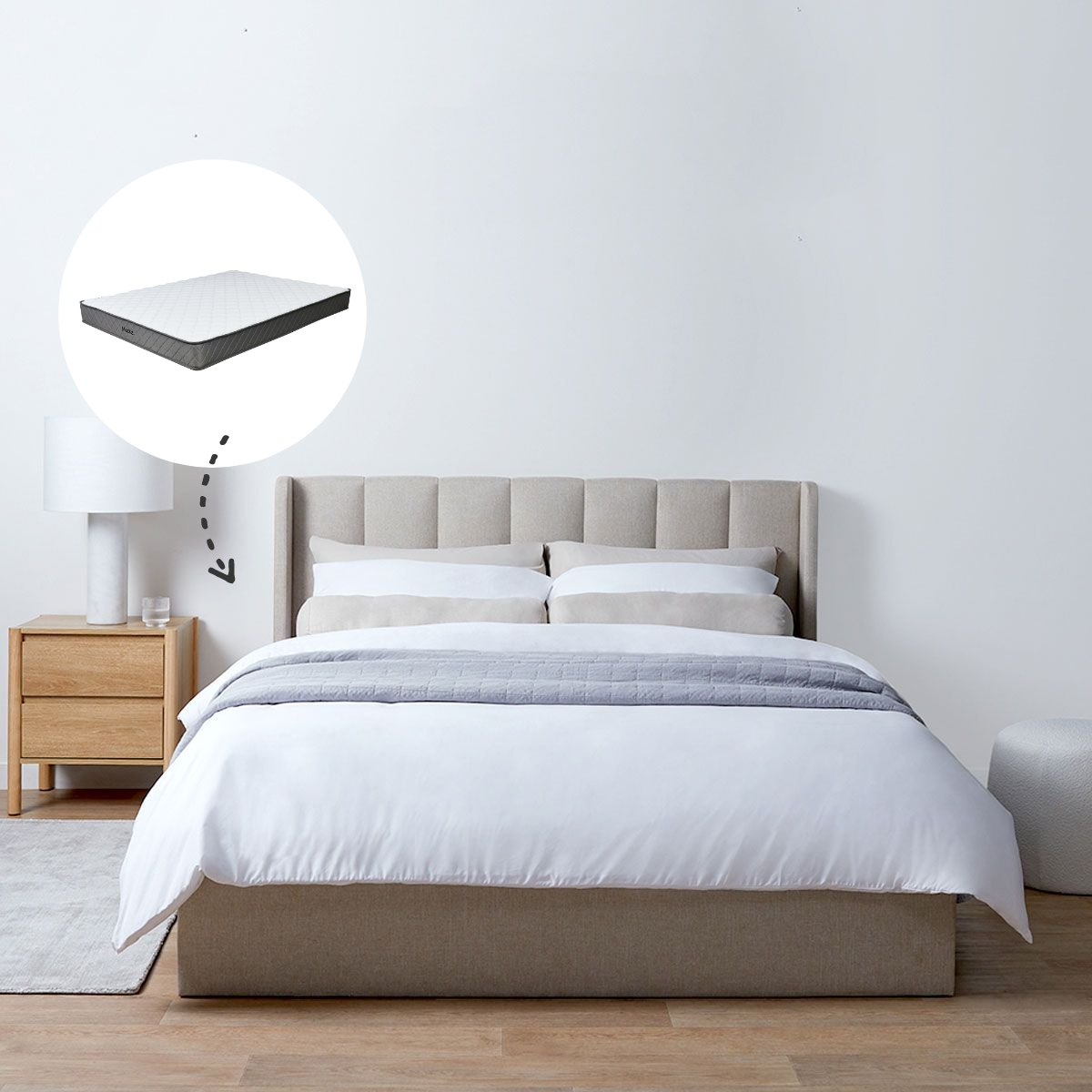 Quinn Queen Bed Natural and Vale Queen Mattress Bundle