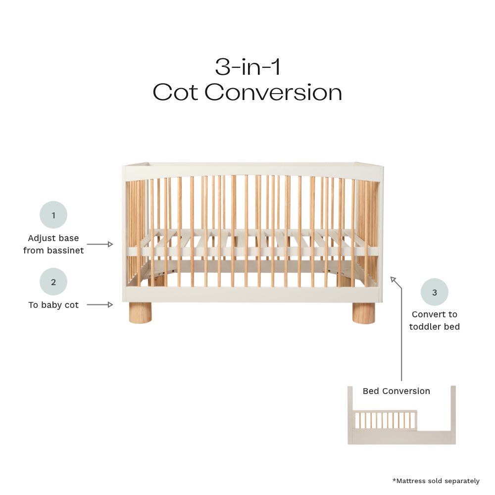 Addison Putty/Natural 3-in-1 Cot Conversion Bundle