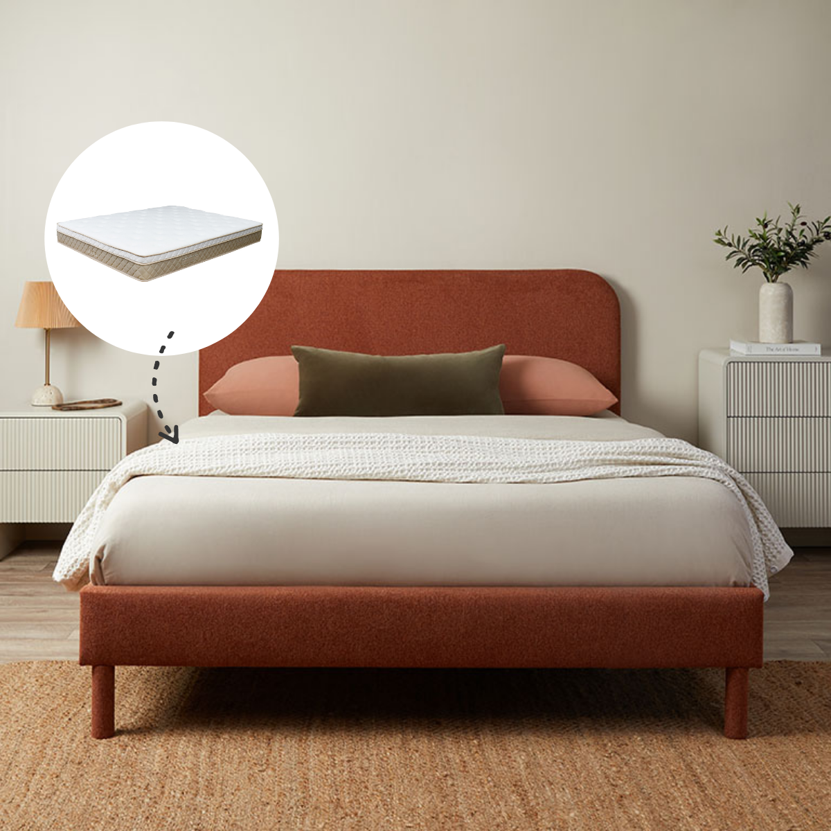 Melvin Queen Bed and Bamboo Queen Mattress Bundle