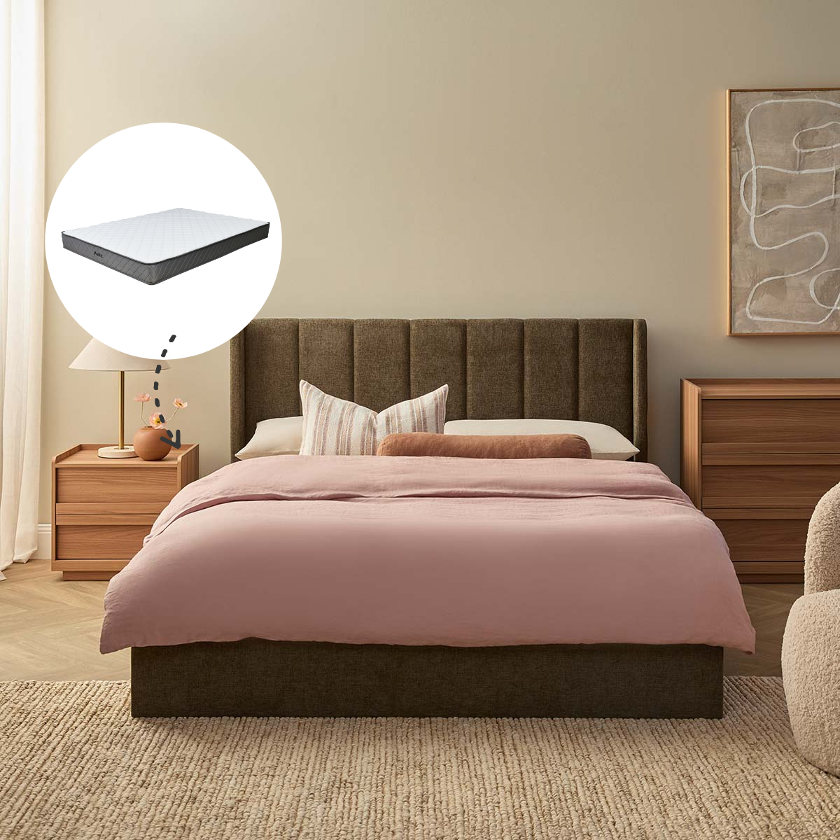 Quinn Storage Queen Bed Dark Green and Vale Queen Mattress Bundle