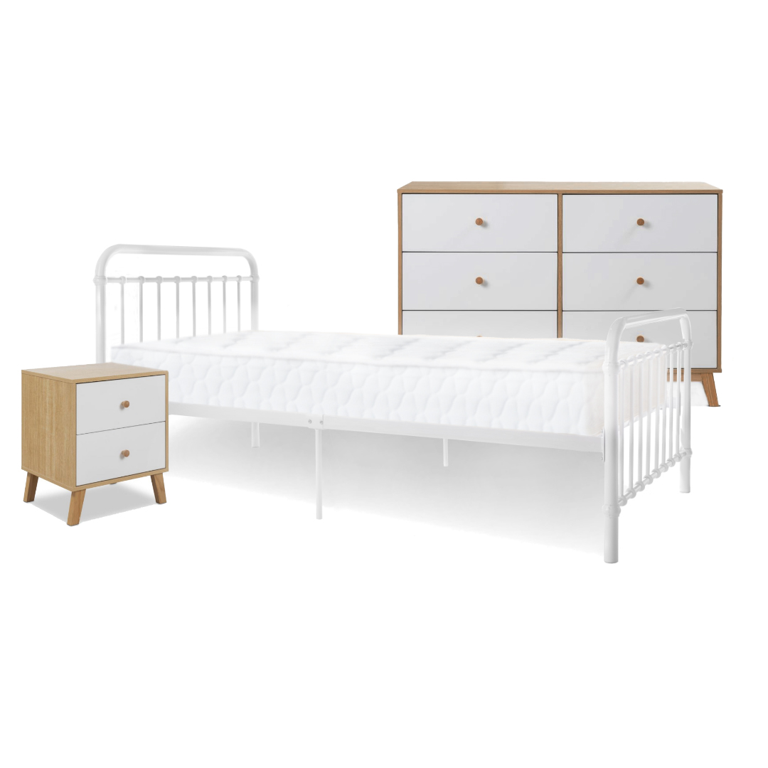 Sonata White King Single Four Piece Bedroom Set