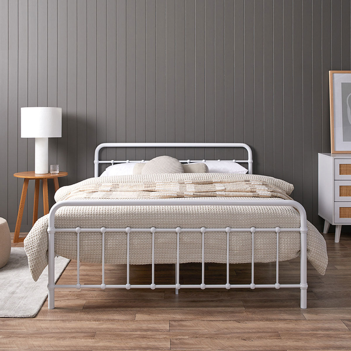 Sonata Queen Bed - White - Mocka Australia