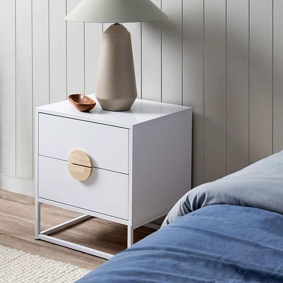 Eclipse Bedside Table - White