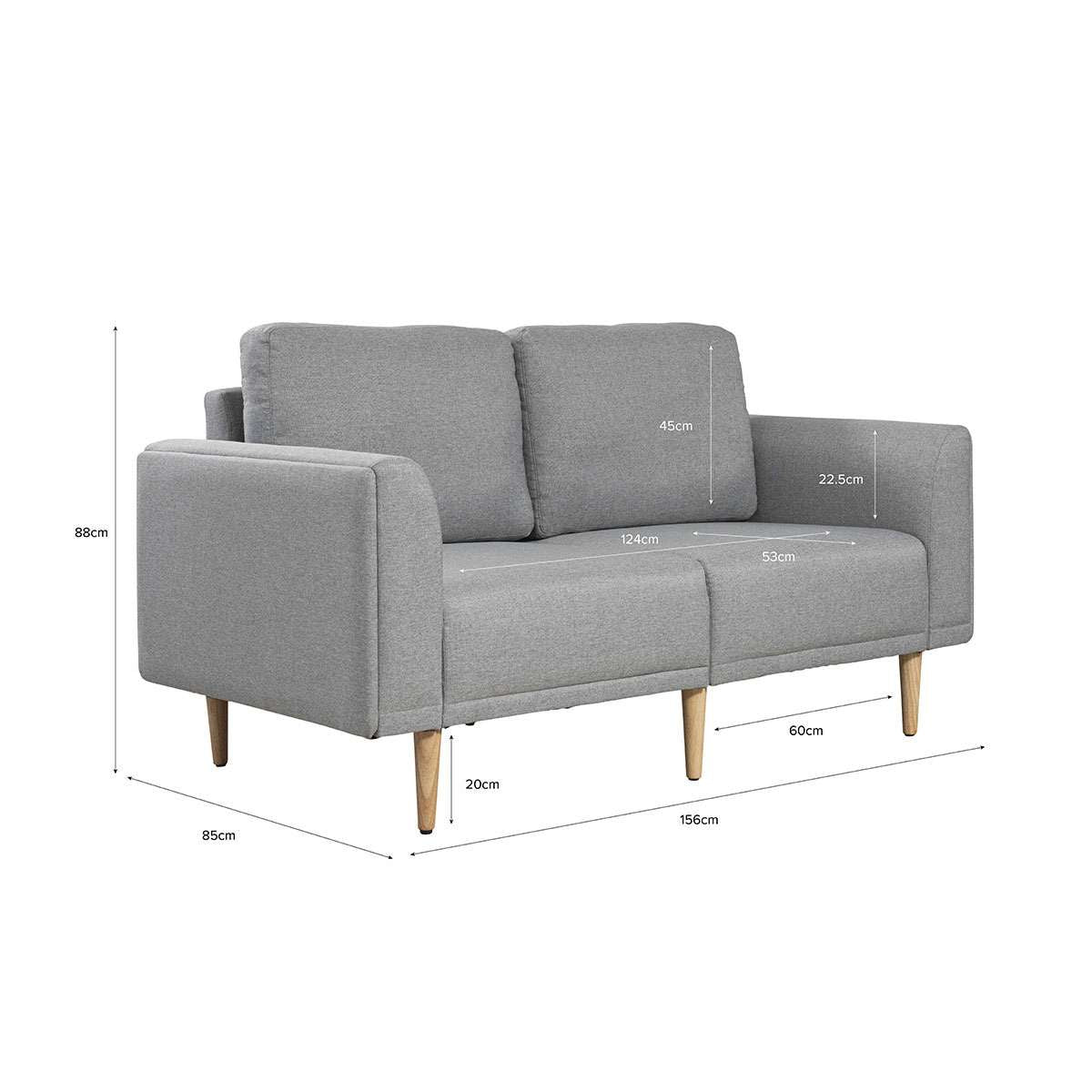 Ashford 2 Seater Sofa - Grey