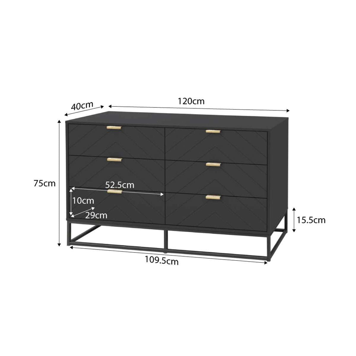 Inca Six Drawer - Black