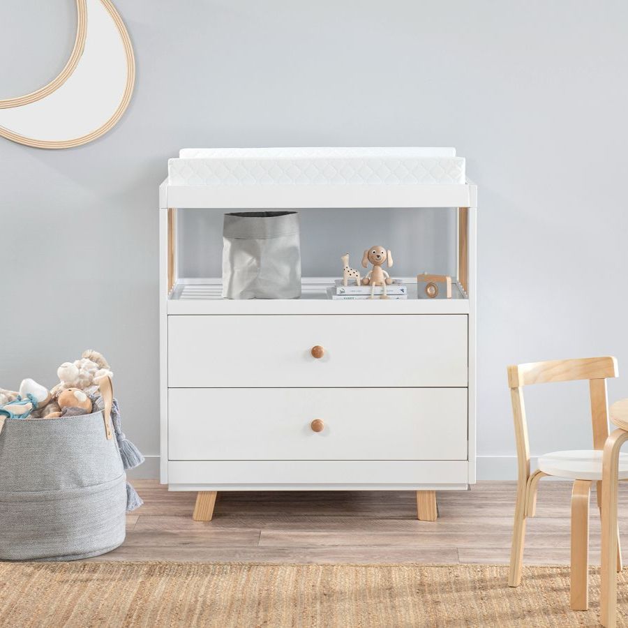 Aspen Change Table with Drawers - White/Natural - Mocka Australia