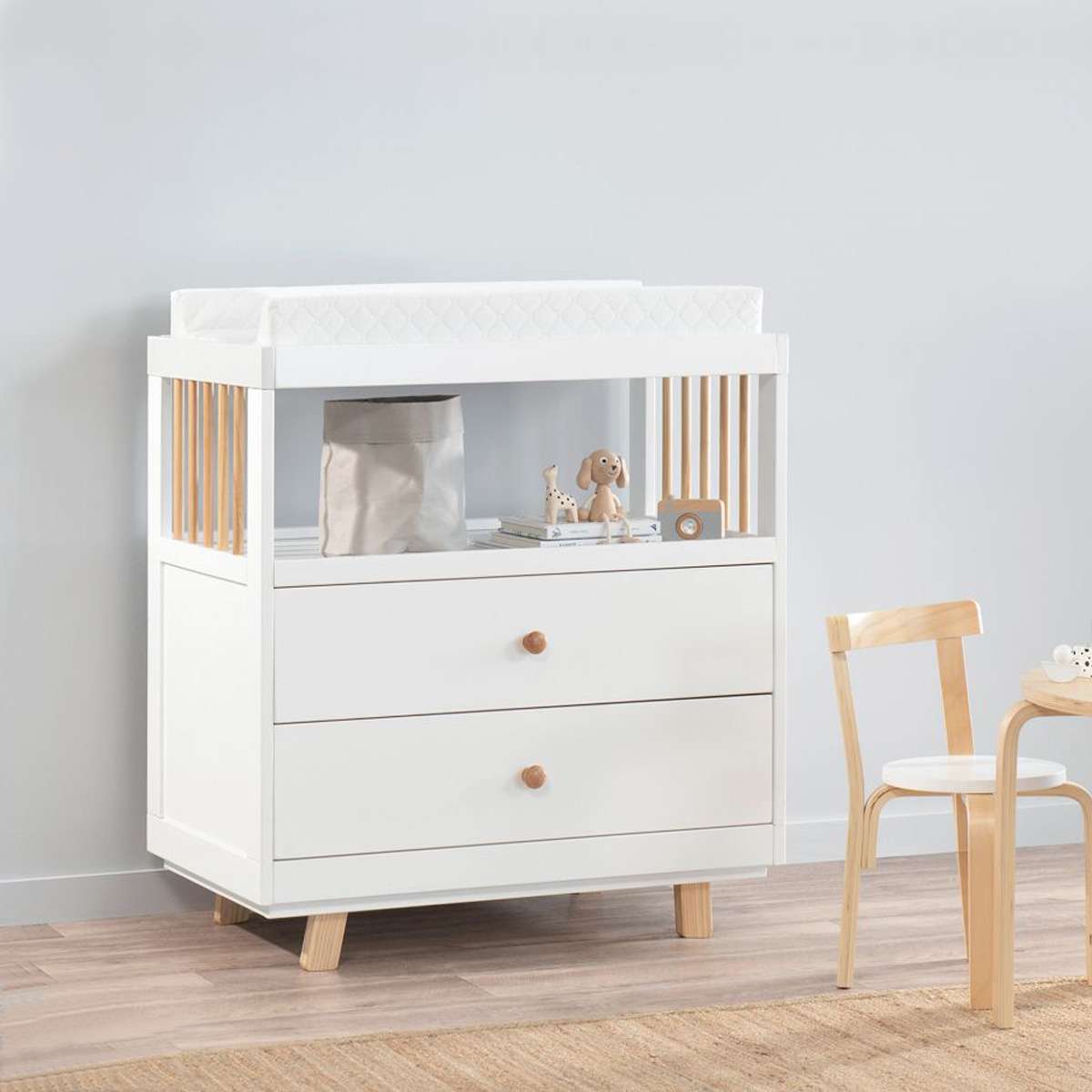 Aspen Change Table with Drawers - White/Natural - Mocka Australia