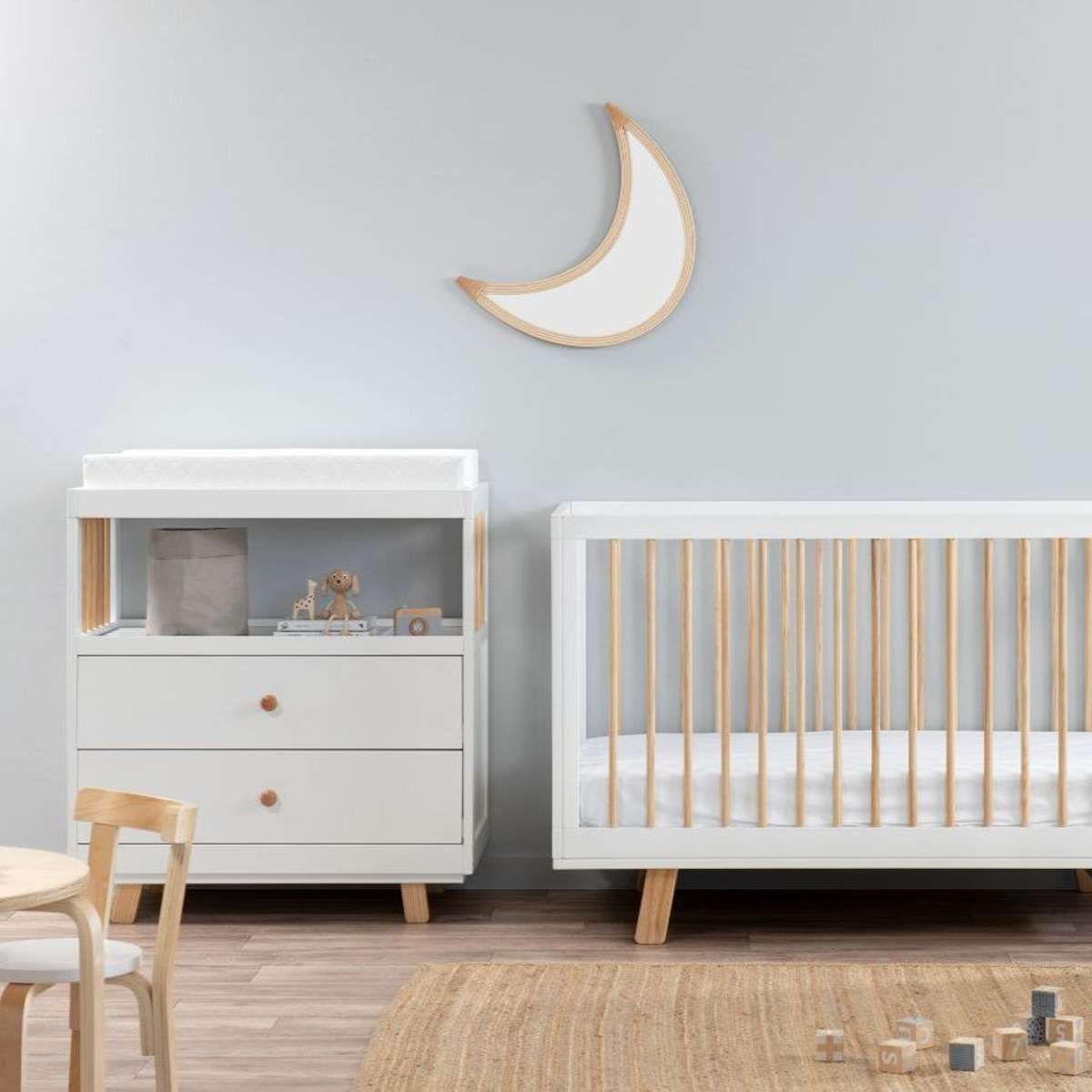 Aspen Change Table with Drawers - White/Natural - Mocka Australia