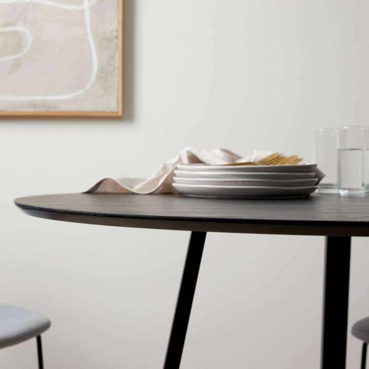 Zander 4 Seater Round Dining Table - Black