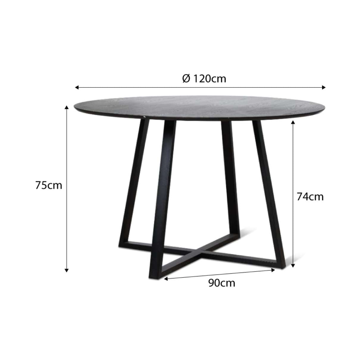 Zander 4 Seater Round Dining Table - Black