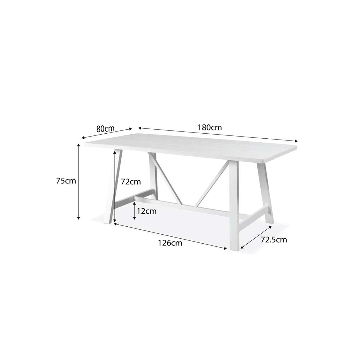 Hamptons 6 Seater Dining Table - White