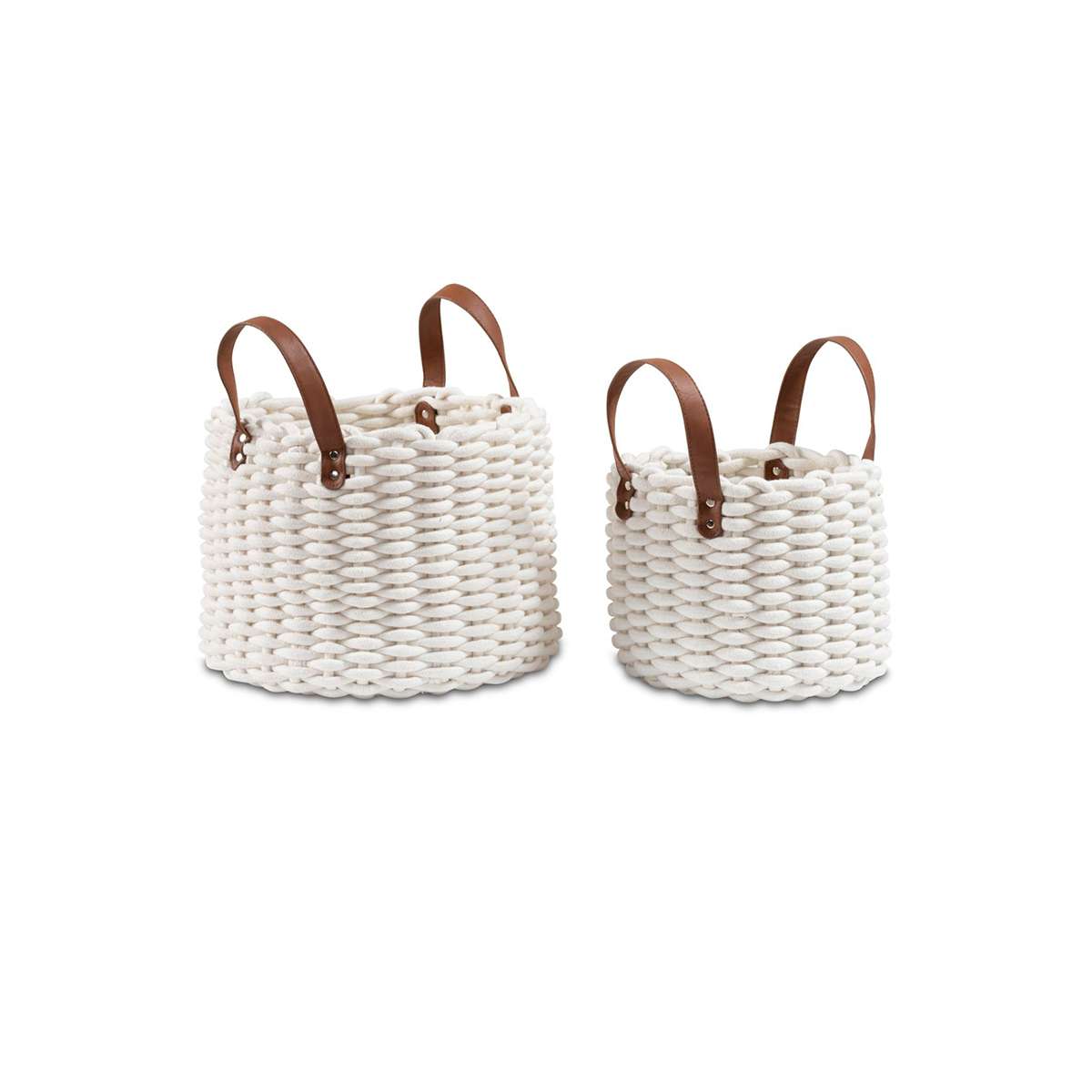 Ari Braided Basket with Handles - Set of 2 - Medium/Large - White