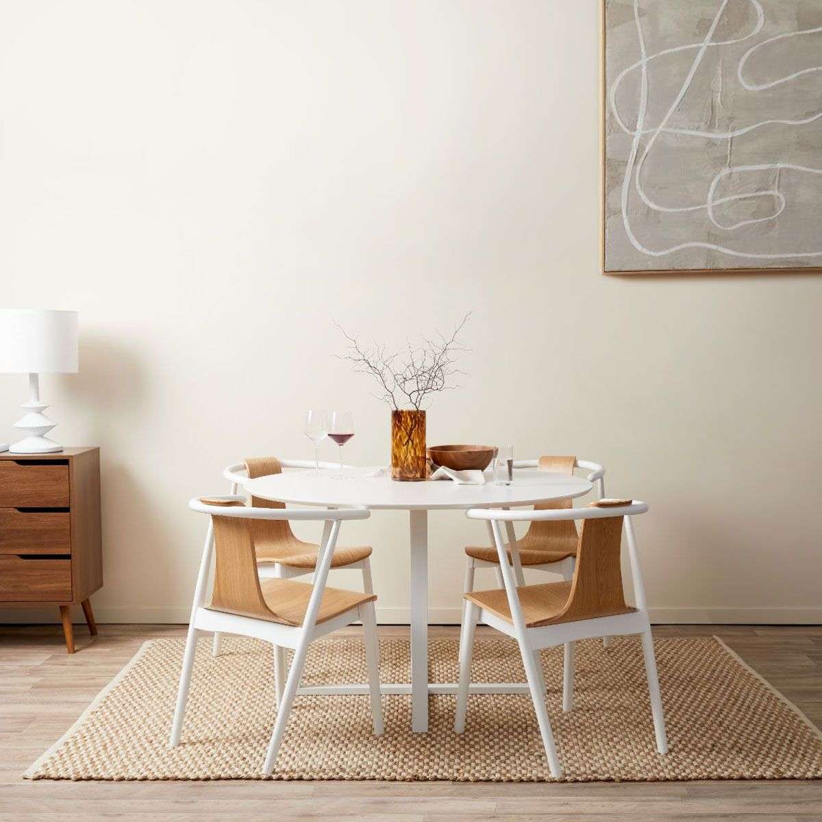 Zander 4 Seater Round Dining Table - White