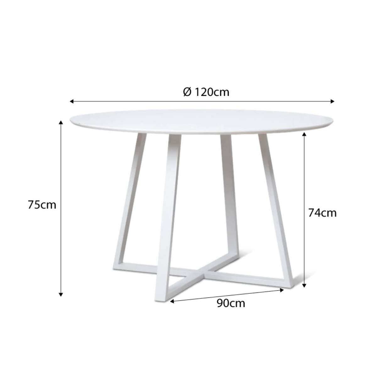 Zander 4 Seater Round Dining Table - White