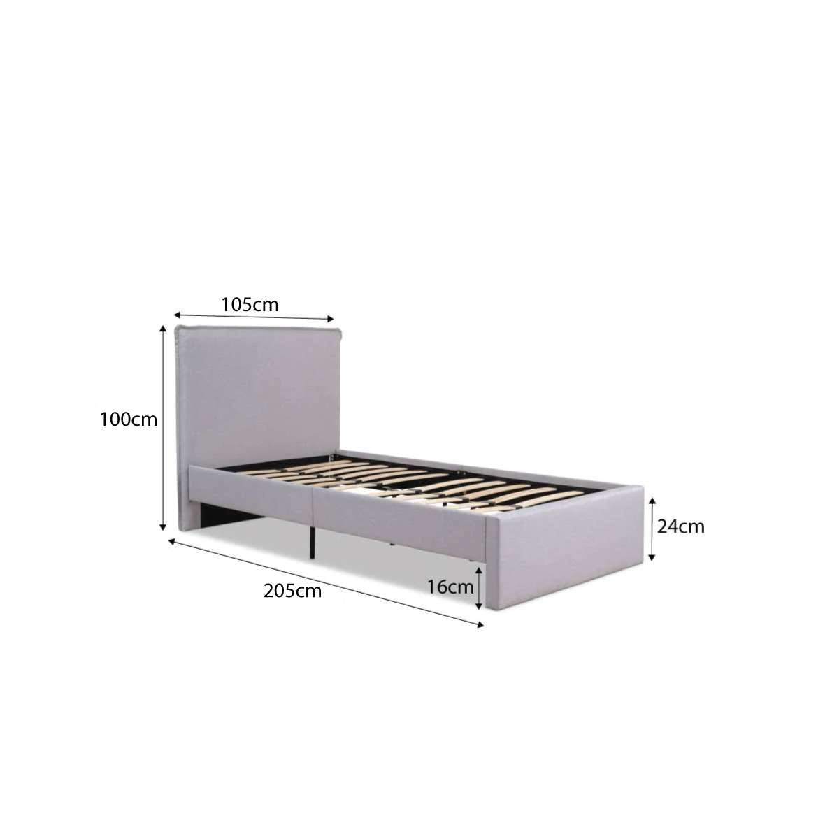 Peyton Single Bed - Light Grey