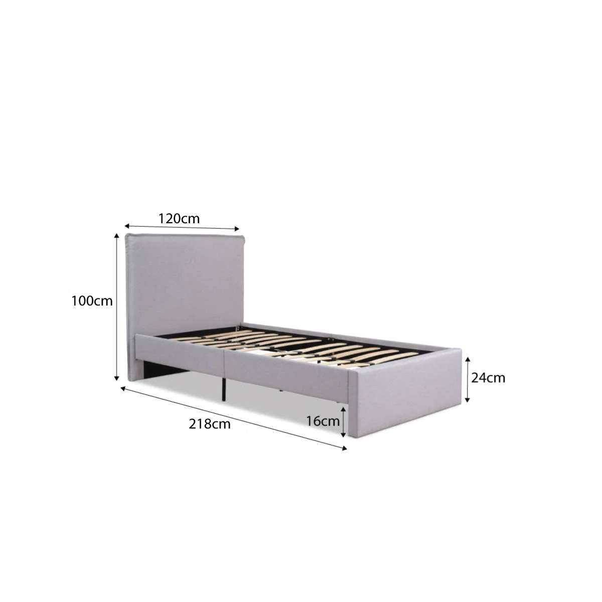 Peyton King Single Bed - Light Grey