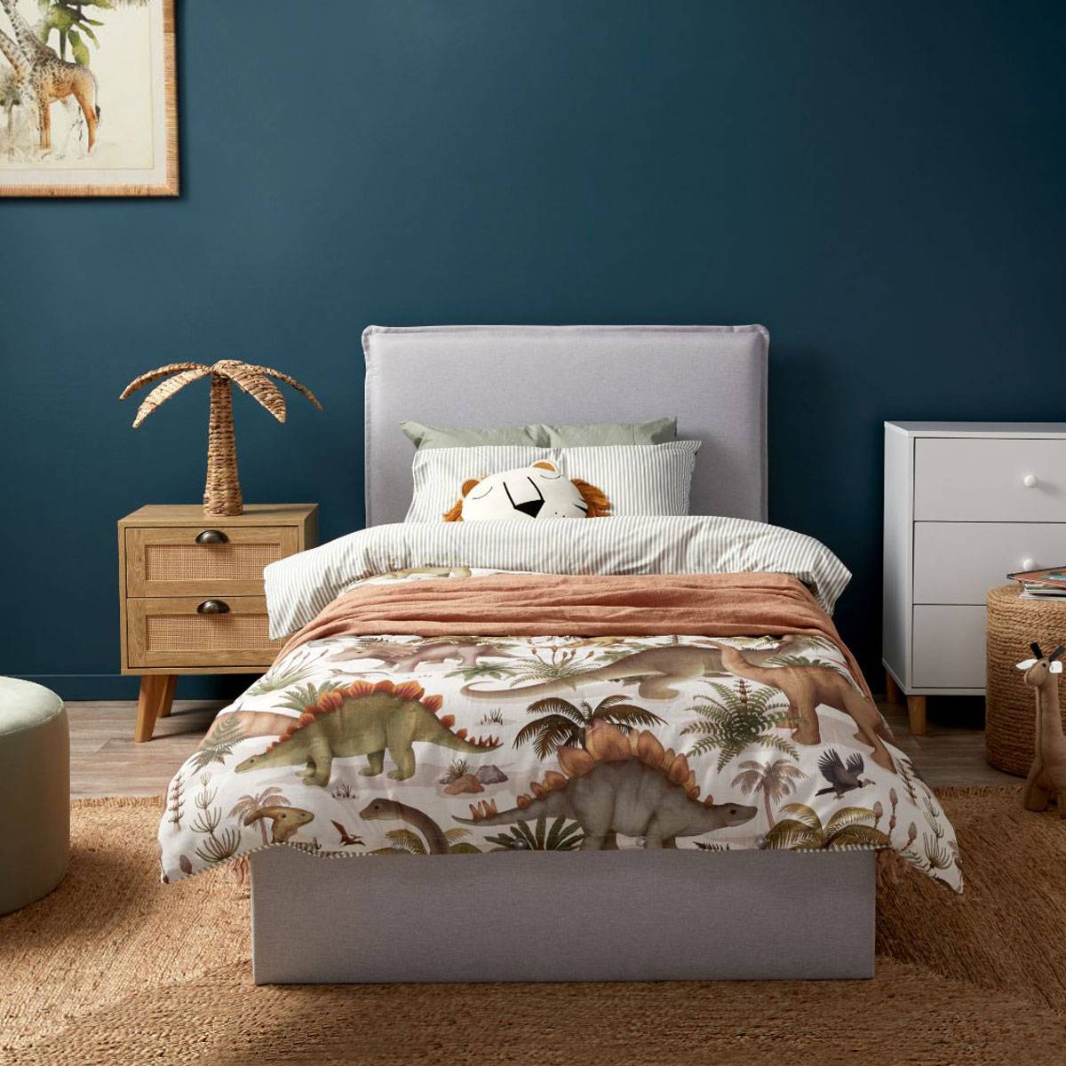 Peyton King Single Bed - Light Grey