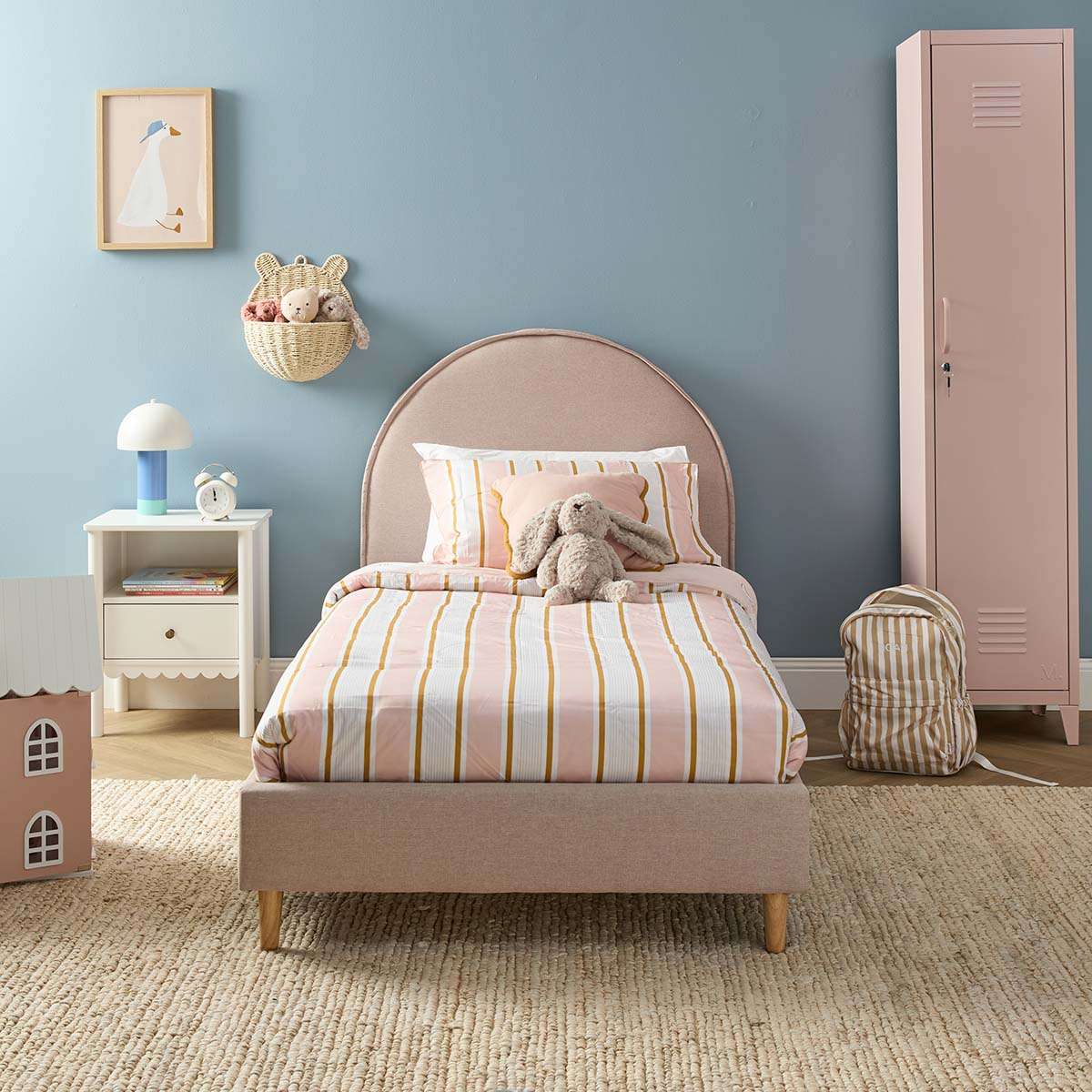 Imogen King Single Bed - Dusty Pink