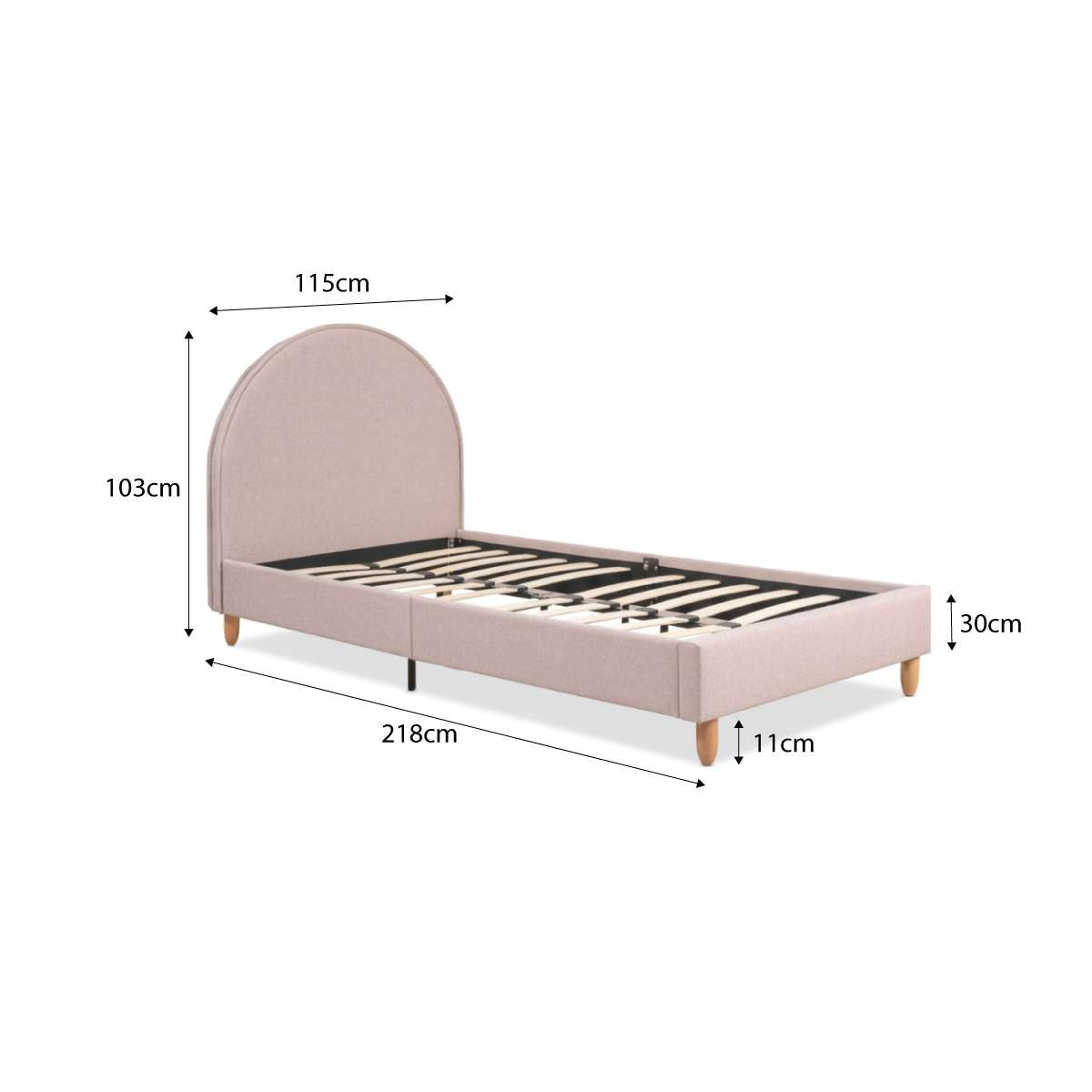 Imogen King Single Bed Dusty Pink + Mattress Bundle