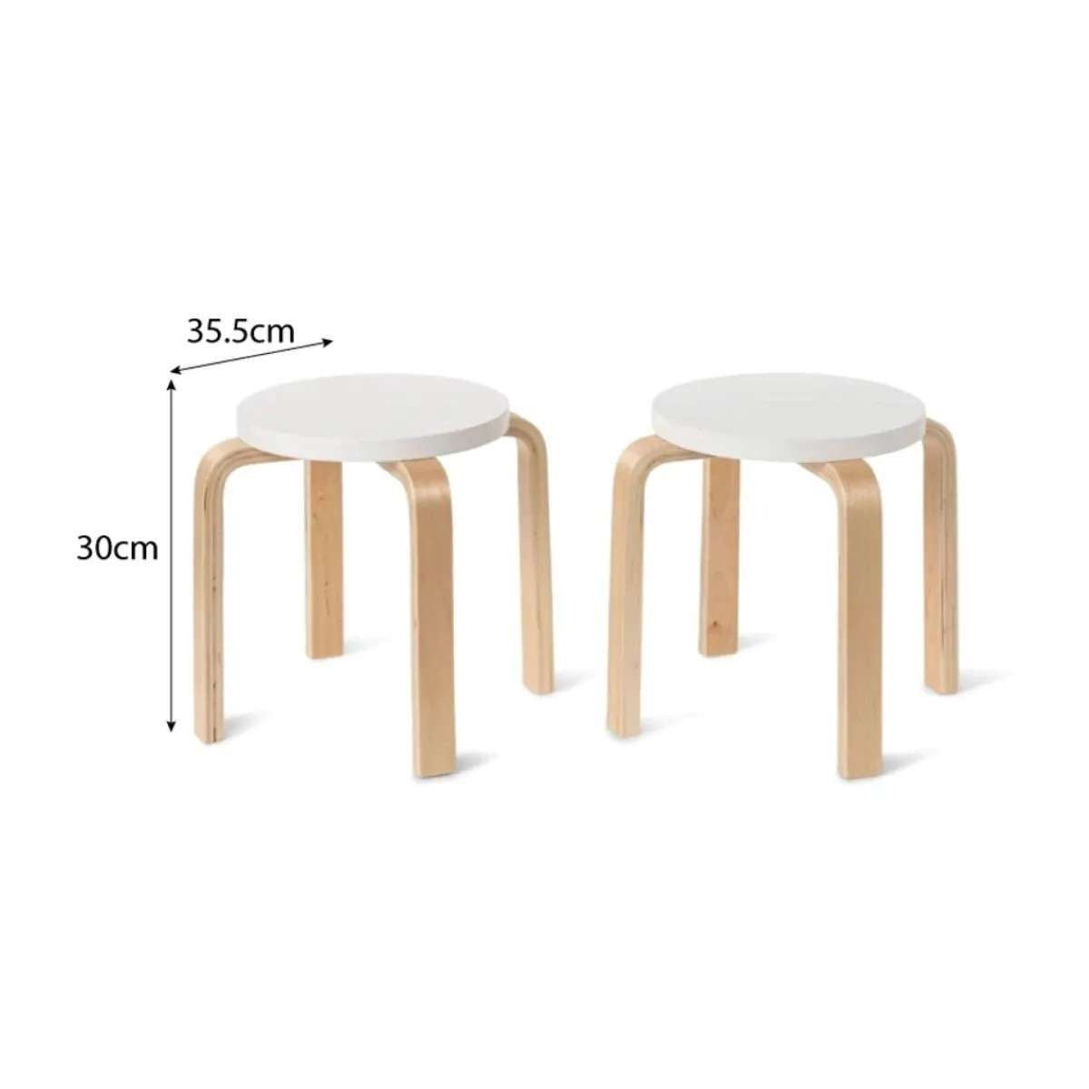 Hudson Kids Stool - Set of 2 - White/Natural