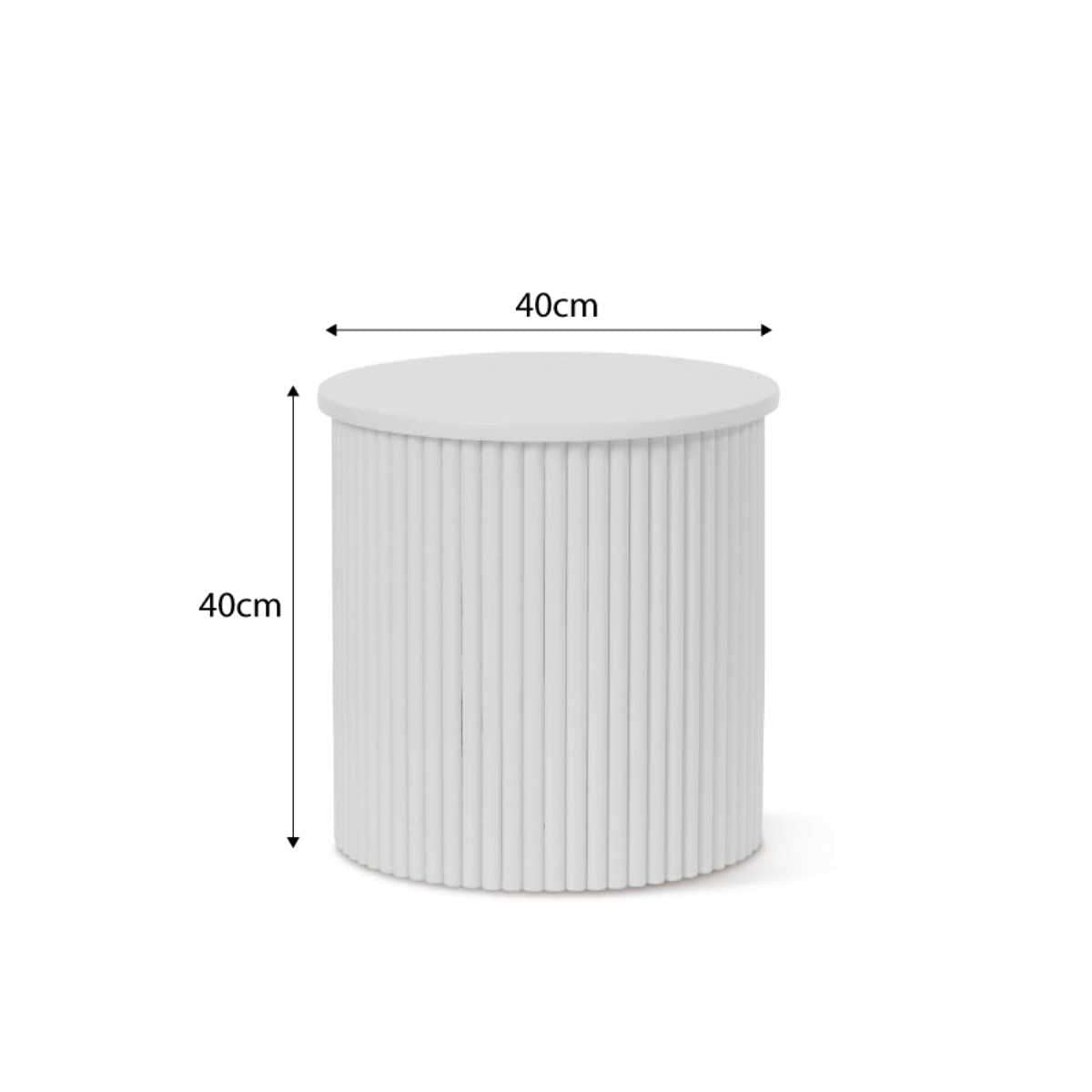 Eve Drum Side Table - White - Mocka Australia