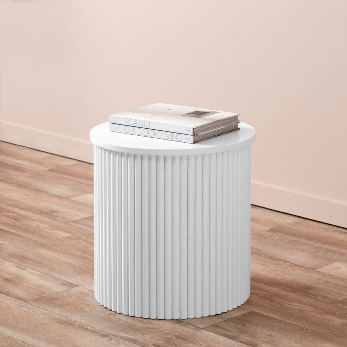 Eve Drum Side Table - White - Mocka Australia