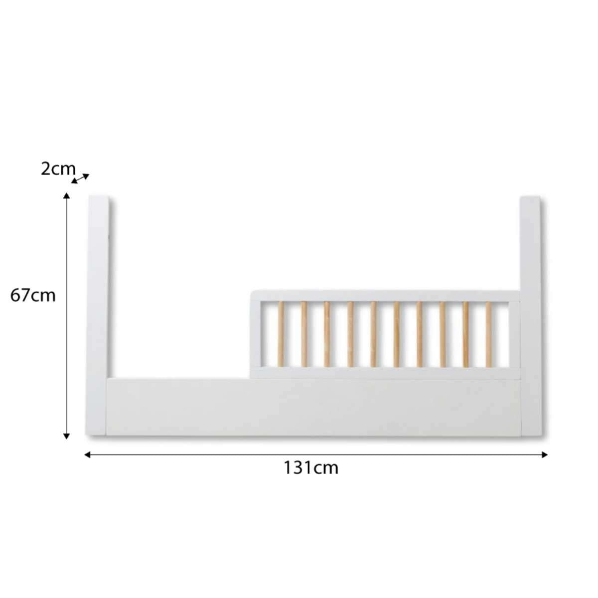 Aspen Cot Toddler Bed Half Frame - White/Natural