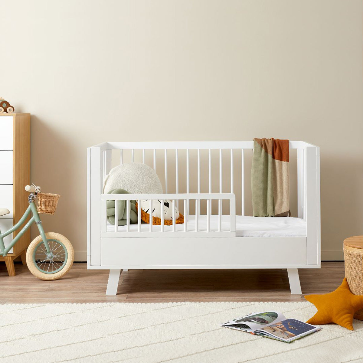 Aspen Cot Toddler Bed Half Frame - White