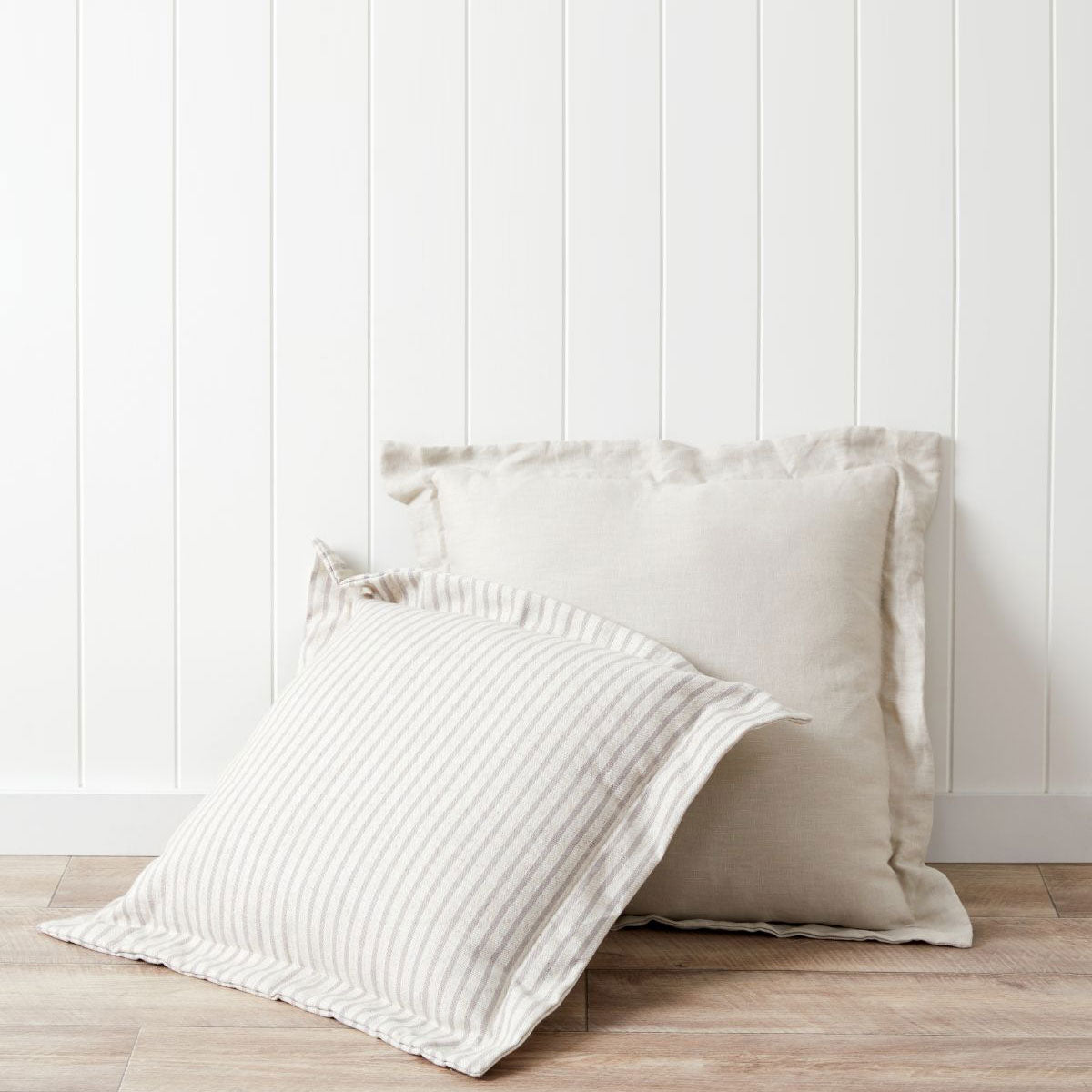 Ari Linen Blend Thin Stripe Cushion - Grey