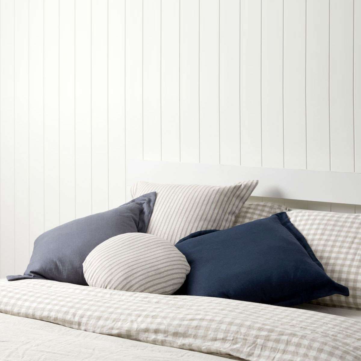Ari Linen Blend Thin Stripe Cushion - Grey