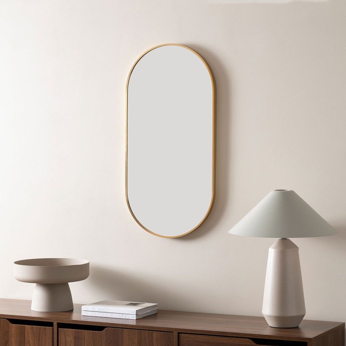 Rony Metal Pill Shaped Mirror - Gold