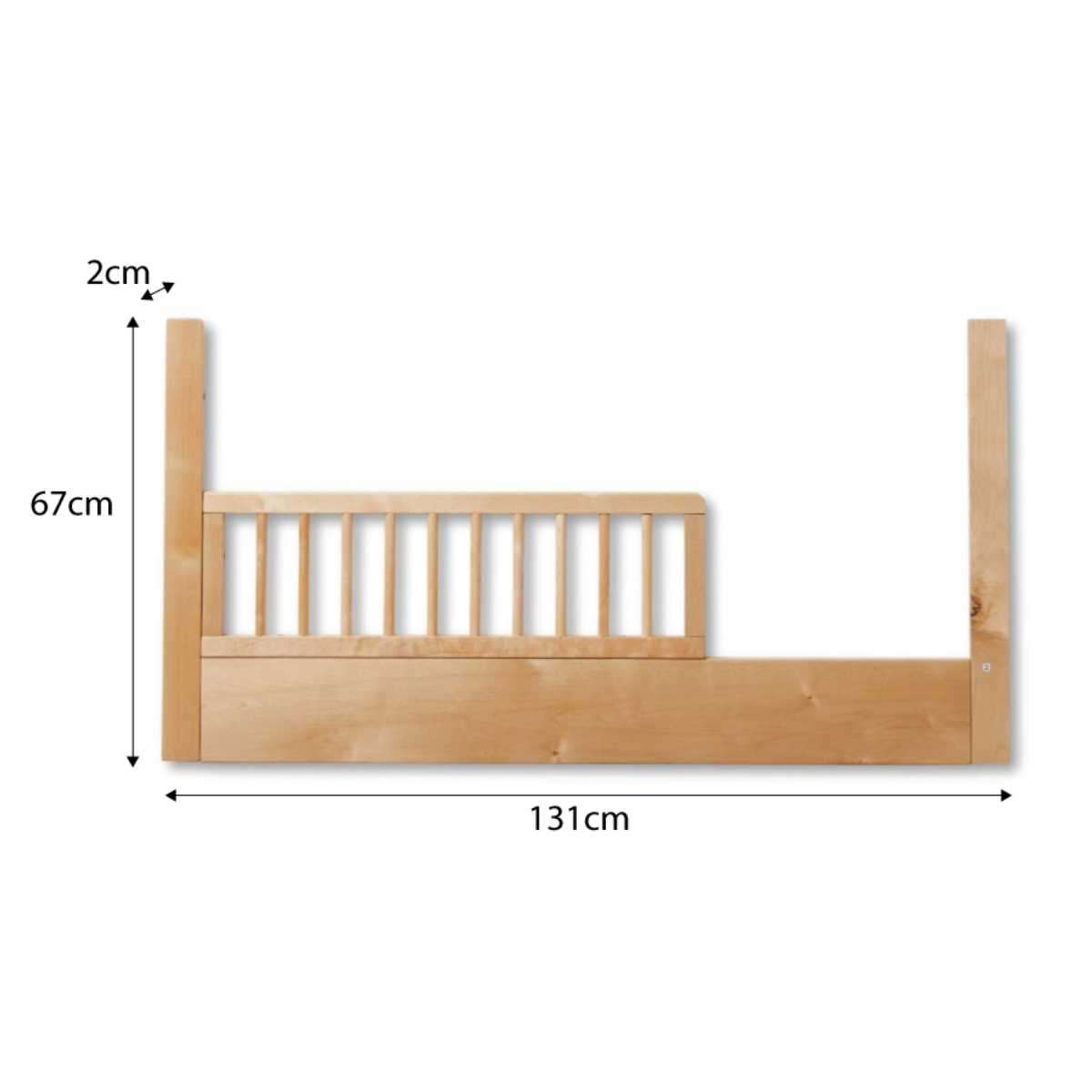 Aspen Cot Toddler Bed Half Frame - Natural Birch