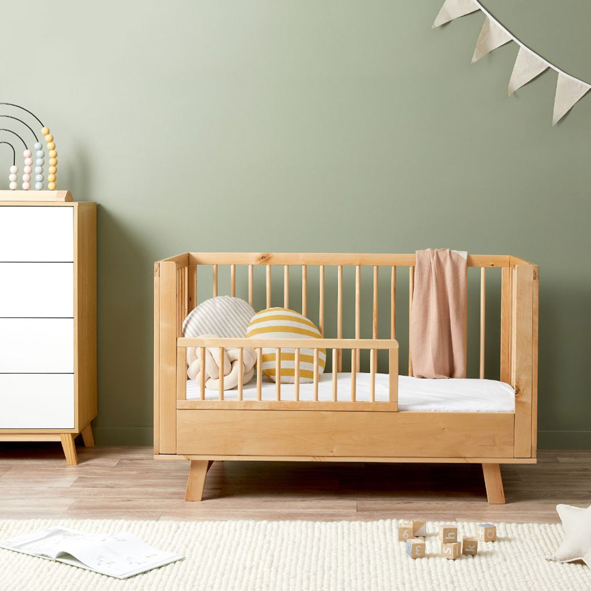 Mocka Aspen Cot Toddler Bed Half Frame - Natural Birch