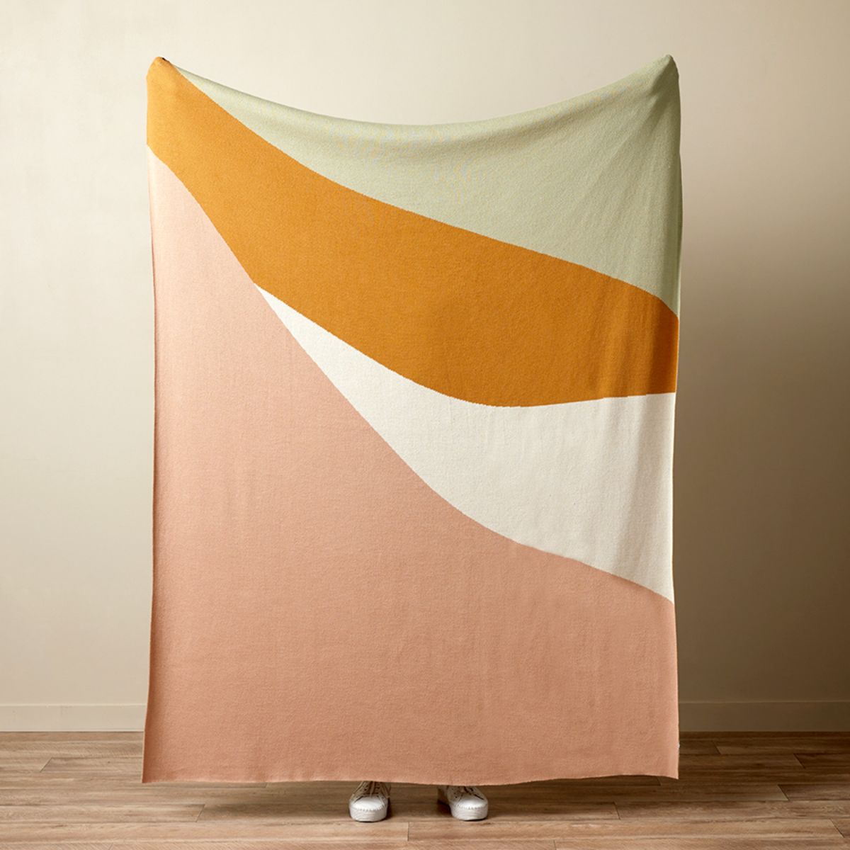 Myla Abstract Knit Throw - Sage/Pink