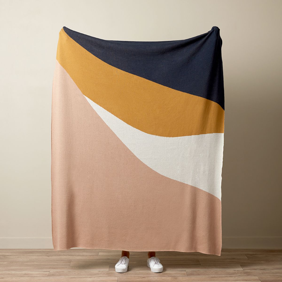 Myla Abstract Knit Throw - Navy