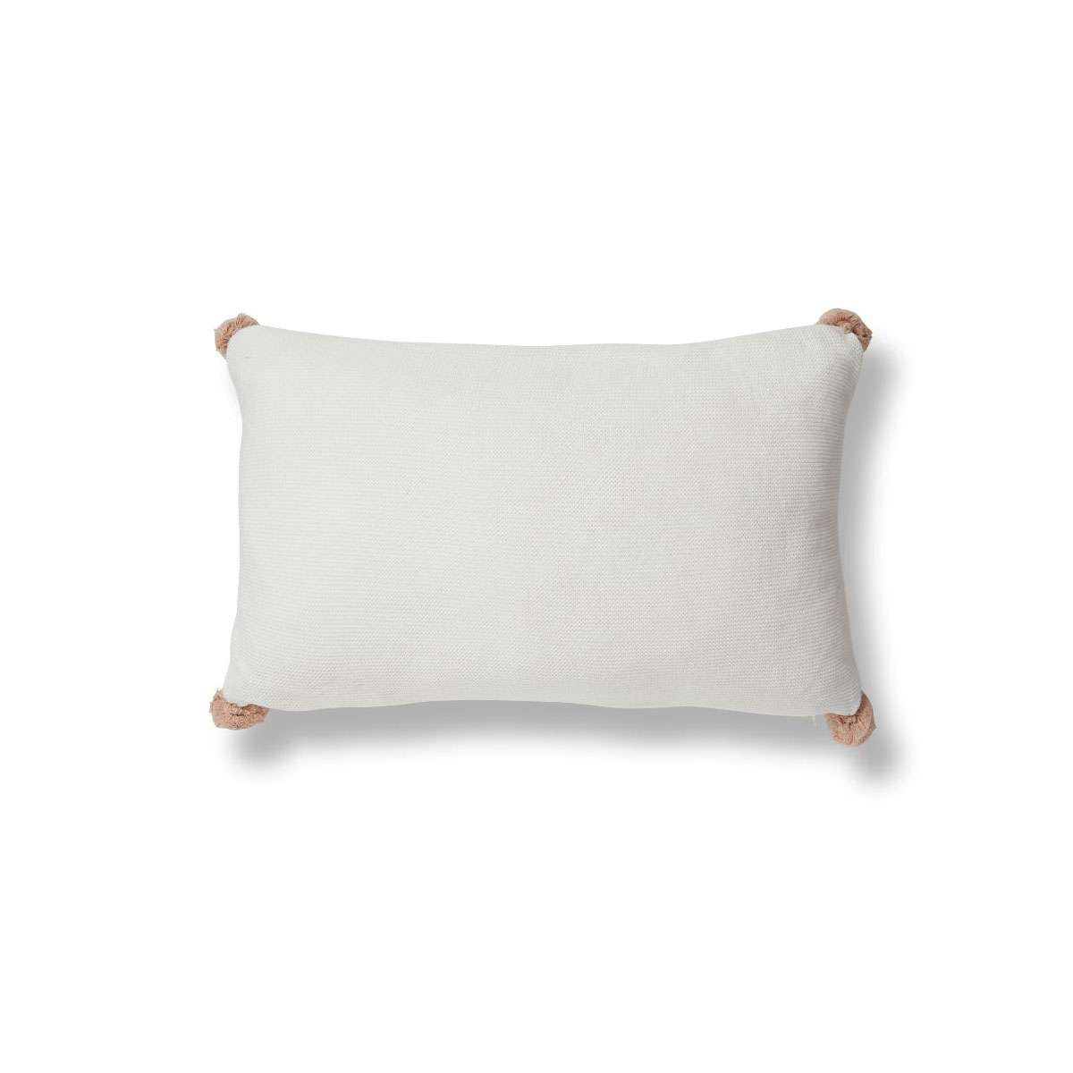 Priya Pompom Knit Cushion - Ivory/Pink