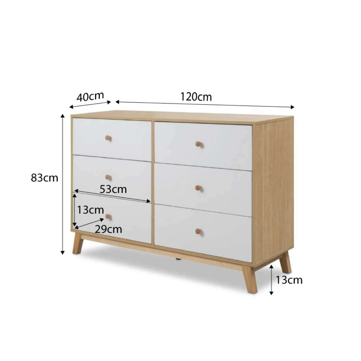 Aspen Six Drawer - White/Natural